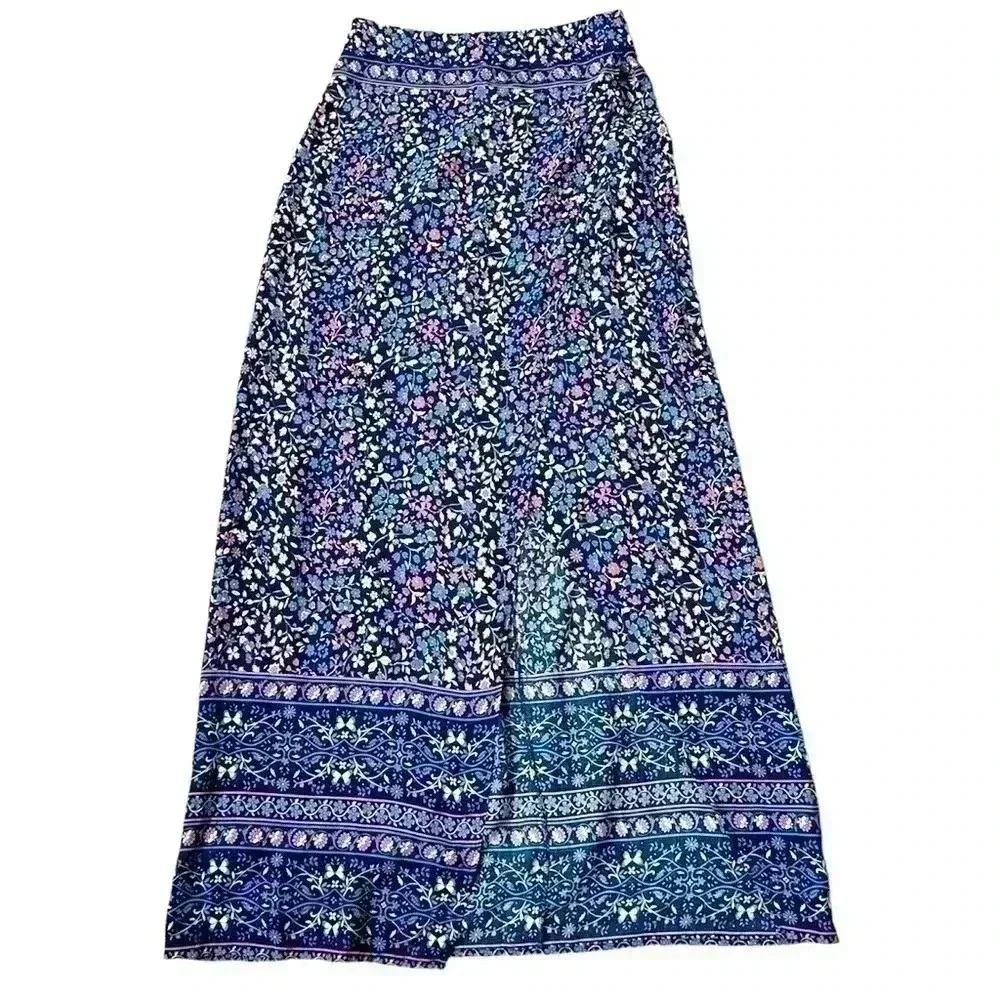 AKAIV Floral Wrap Slit Maxi Skirt Size Small
